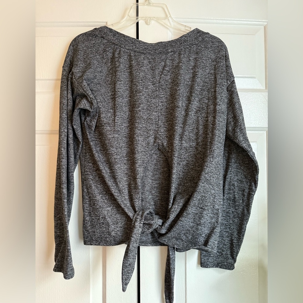 Gapfit Brushed Tech Open Tie back Jersey Top Sz M Cabincore Gorpcore Yoga